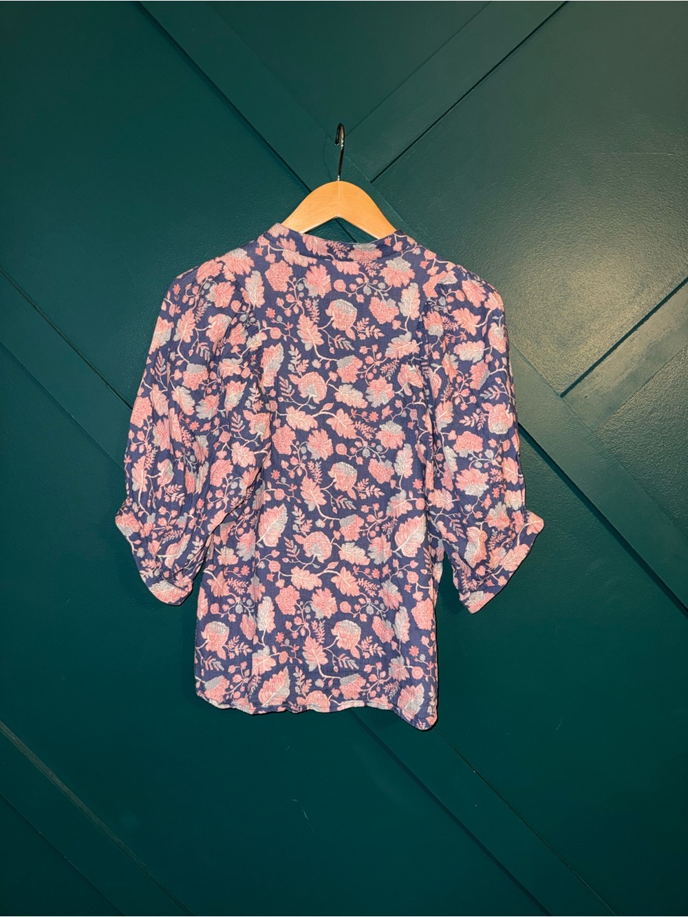 Heidi Merrick Navy Floral Button-Front Top - Picture 2 of 5